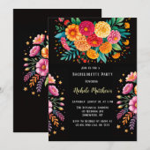 Lebhafter Fiesta Wedding Bouquet Junggeselinnen-Ab Einladung (Vorne/Hinten)