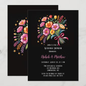 Lebhafter Fiesta Wedding Bouquet Polterabend Einladung (Vorne/Hinten)