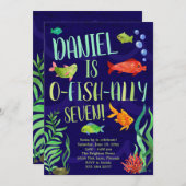 Lebhafter Fisch zum Geburtstag Einladung (Vorne/Hinten)