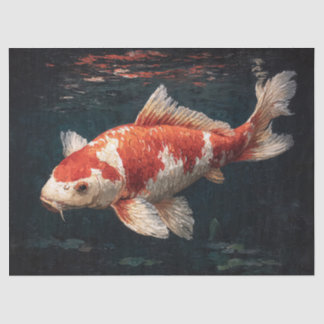 Lebhafter Fischdekouver in Rot und Weiß Seidenpapier