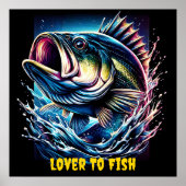 Lebhafter Fischgrinsen unter Wasser Poster (Vorne)