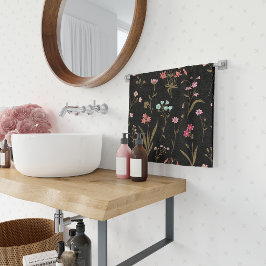 Lebhafter floraler Medley dunkler Hintergrund Badhandtuch Set