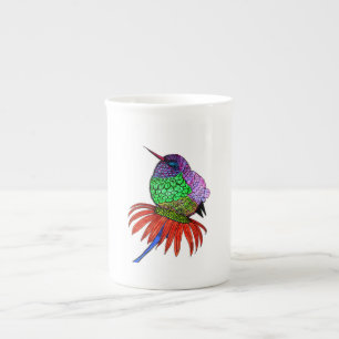 Lebhafter Fluffy Baby Hummingbird Porzellantasse