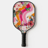 Lebhafter Fluss | Funky Retro Tropical Monogram Pickleball Schläger (Rückseite)