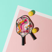 Lebhafter Fluss | Funky Retro Tropical Monogram Pickleball Schläger