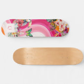 Lebhafter Fluss | Funky Retro Tropical Monogram Skateboard (Horizontal)