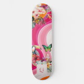 Lebhafter Fluss | Funky Retro Tropical Monogram Skateboard (Vorderseite)