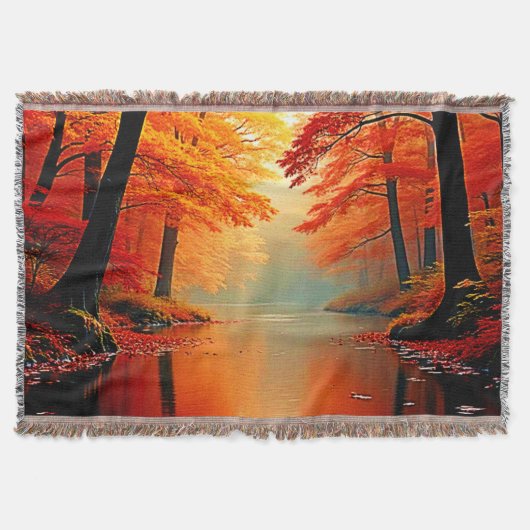 Lebhafter Fluss im Herbst Gold Design Decke (Vorderseite)