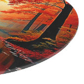 Lebhafter Fluss im Herbst Gold Design Schneidebrett (Ecke)