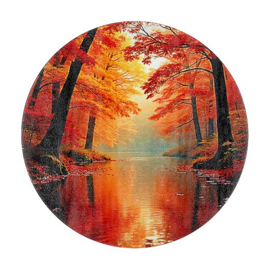 Lebhafter Fluss im Herbst Gold Design Schneidebrett (Vorderseite)