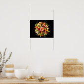 Lebhafter Fresh Food Burst auf schwarzem Hintergru Poster (Küche)