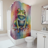Lebhafter Frosch mit Pastellfarben Duschvorhang (Beispiel)