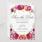 Lebhafter Fuchsia Pink Blütengarten Save The Date (Vorderseite)