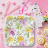 Lebhafter Fun Wasserfarbener Blumengarten Pappteller (Party)