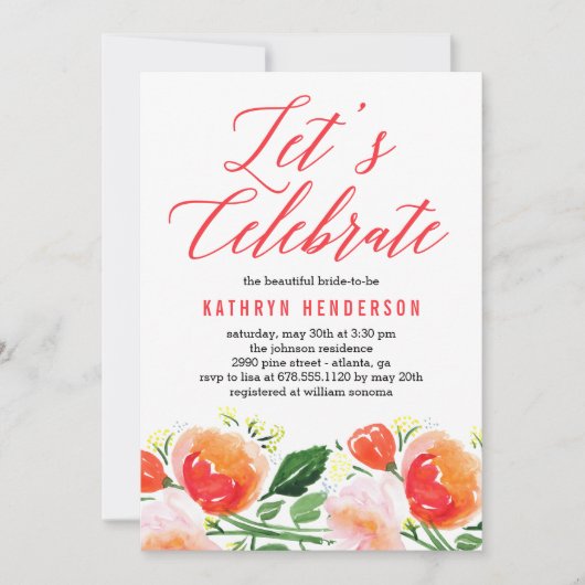 Lebhafter Garten Bridal Dusche Einladung (Vorderseite)