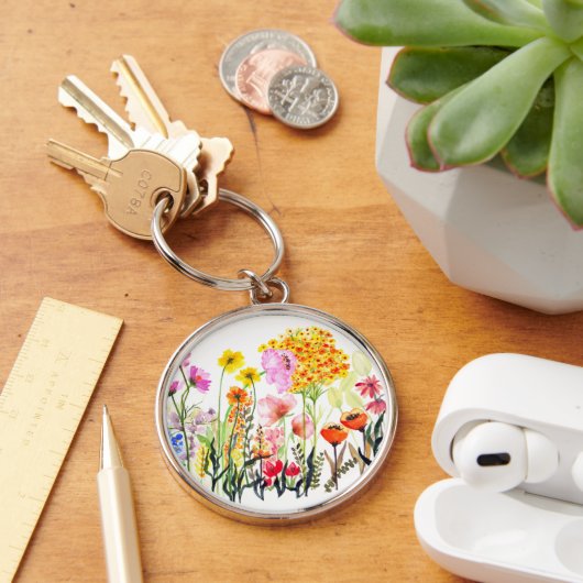 Lebhafter Garten mit Wildblume Schlüsselanhänger (Schreibtisch)
