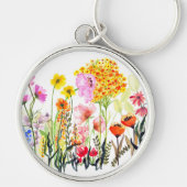 Lebhafter Garten mit Wildblume Schlüsselanhänger (Vorne)