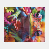 Lebhafter gefärbter Frosch mit Blume, strahlende F Fleecedecke (Vorderseite (Horizontal))