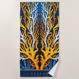 Lebhafter Gelber Ozean Coral Personalisiert Strandtuch