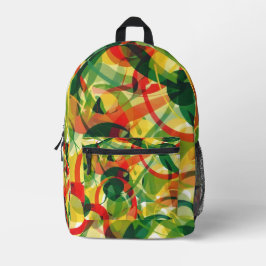 Lebhafter, gelber und grüner Abstrakter Jugendstil Bedruckter Rucksack