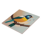 Lebhafter Gelber und Grüner Vogel auf einem Zweig Fliese (Seite)