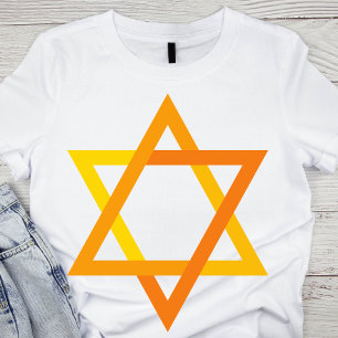 Lebhafter Gelber und orangefarbener Star von David T-Shirt