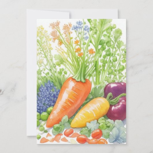 Lebhafter Gemüse Garten Geburtstag Einladung (Rückseite)