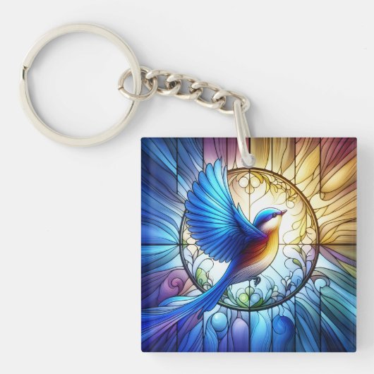 Lebhafter, gestanzter Glasfenster mit farbenfrohen Schlüsselanhänger (Vorderseite)