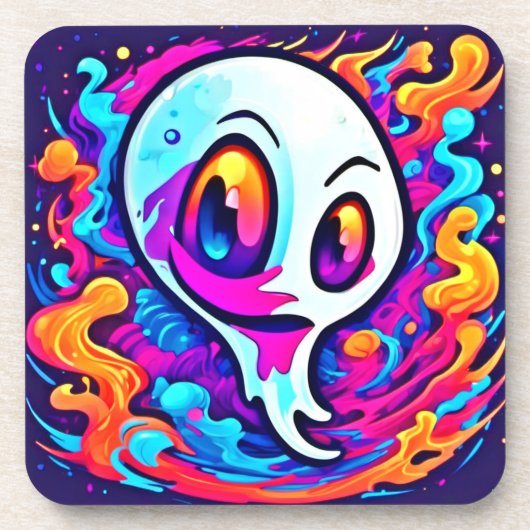 Lebhafter Ghost-Cartoon Getränkeuntersetzer (Vorderseite)