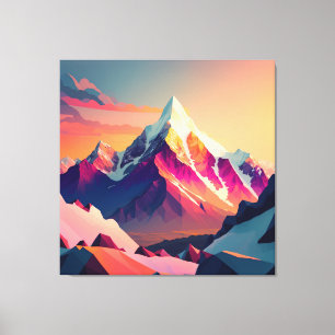 Lebhafter Gipfel: Ein schneebedeckter Berg bei Son Leinwanddruck