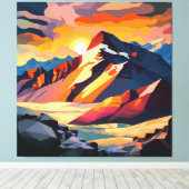 Lebhafter Gipfel: Ein schneebedeckter Berg bei Son Leinwanddruck (Insitu (Holzboden))