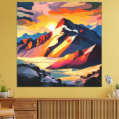Lebhafter Gipfel: Ein schneebedeckter Berg bei Son Leinwanddruck (Insitu (Wohnzimmer))