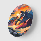 Lebhafter Gipfel: Ein schneebedeckter Berg bei Son Runde Wanduhr (Winkel)