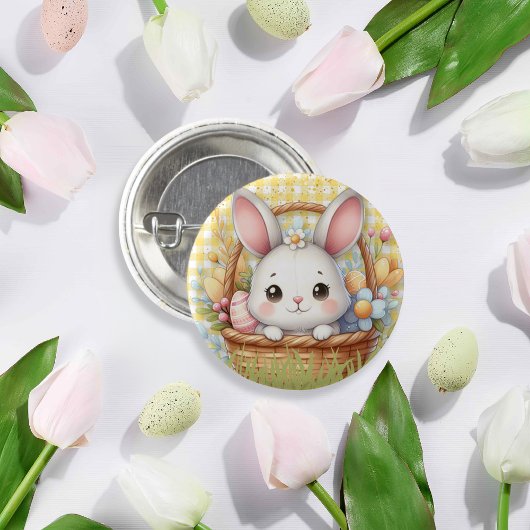 Lebhafter glücklicher Ostern im gelben Hintergrund Button