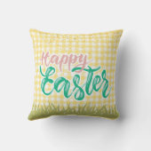 Lebhafter glücklicher Ostern im gelben Hintergrund Kissen (Rückseite)