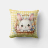 Lebhafter glücklicher Ostern im gelben Hintergrund Kissen (Vorderseite)