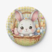 Lebhafter glücklicher Ostern im gelben Hintergrund Pappteller (Vorderseite)