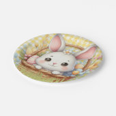 Lebhafter glücklicher Ostern im gelben Hintergrund Pappteller (Schrägansicht)