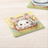 Lebhafter glücklicher Ostern im gelben Hintergrund Rechteckiger Pappuntersetzer (angewinkelt)