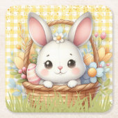 Lebhafter glücklicher Ostern im gelben Hintergrund Rechteckiger Pappuntersetzer (Vorderseite)