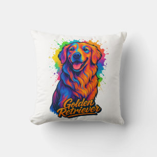 Lebhafter Golden Retriever Pop Kunst, Dichtung und Kissen