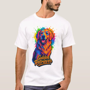 Lebhafter Golden Retriever Pop Kunst, Dichtung und T-Shirt