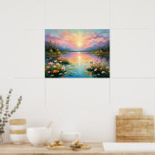 Lebhafter Goldener Sonnenuntergang über dem ruhige Poster (Küche)