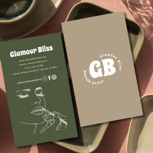 Lebhafter Green Makeup Artist Salon Visitenkarte