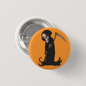 Lebhafter grimmiger Sensenmann Button (Vorne & Hinten)