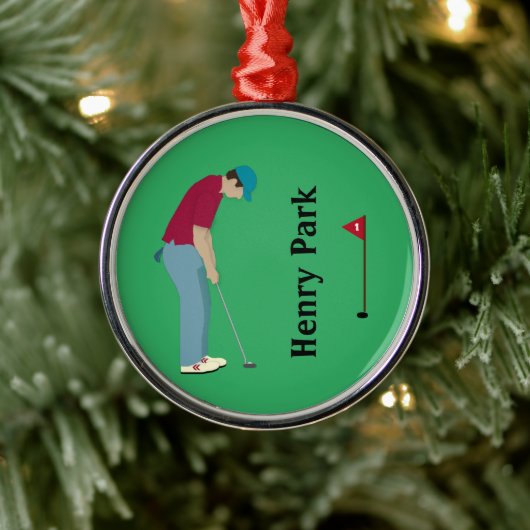 lebhafter grüner Golfer Weihnachten Ornament Aus Metall (Baum)