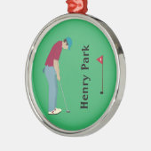 lebhafter grüner Golfer Weihnachten Ornament Aus Metall (Links)