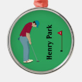 lebhafter grüner Golfer Weihnachten Ornament Aus Metall (Vorne)