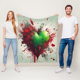 Lebhafter grüner Herzschlag Fleecedecke