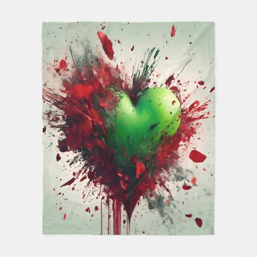Lebhafter grüner Herzschlag Fleecedecke (Vorderseite)